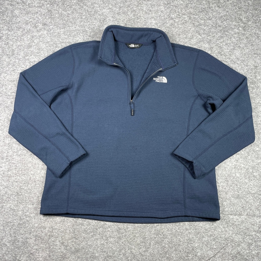 The North Face Pullover Mens XL Blue Quarter Zip Waffle Grid Fleece CUA4 F15